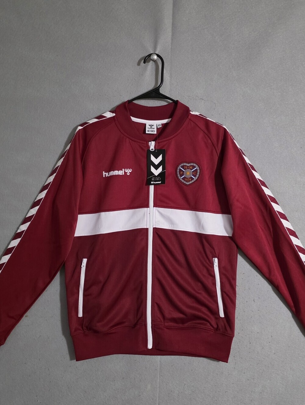 NWT Hummel Mens Heart Of Midlothian FC Retro Warm Up Jacket Size XS
